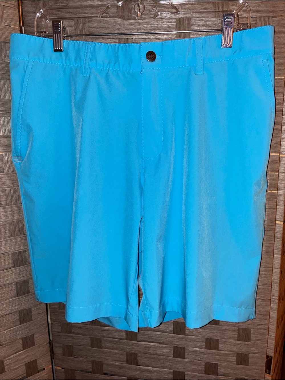 (2 for $45) adidas Light/Bright Blue Men's Flat-Front Shorts